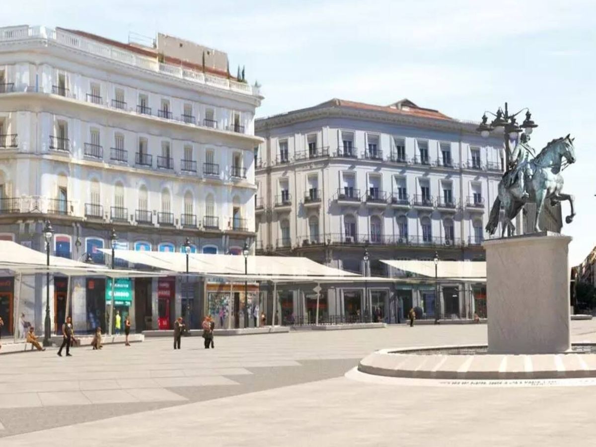 Foto: Recreación de los toldos que se pondrán en la Puerta del Sol. (Ayuntamiento de Madrid)