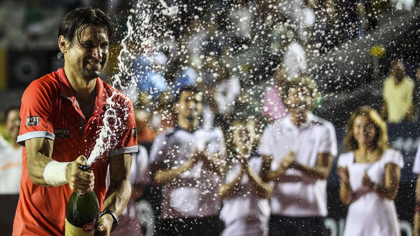 Foto: David Ferrer celebra su victoria en el torneo de Río de Janeiro.