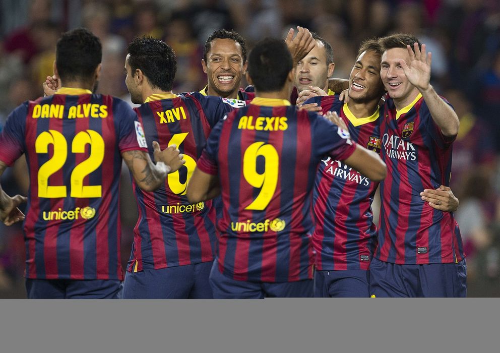 Foto: Los azulgranas celebran el tanto de Neymar. (EFE)