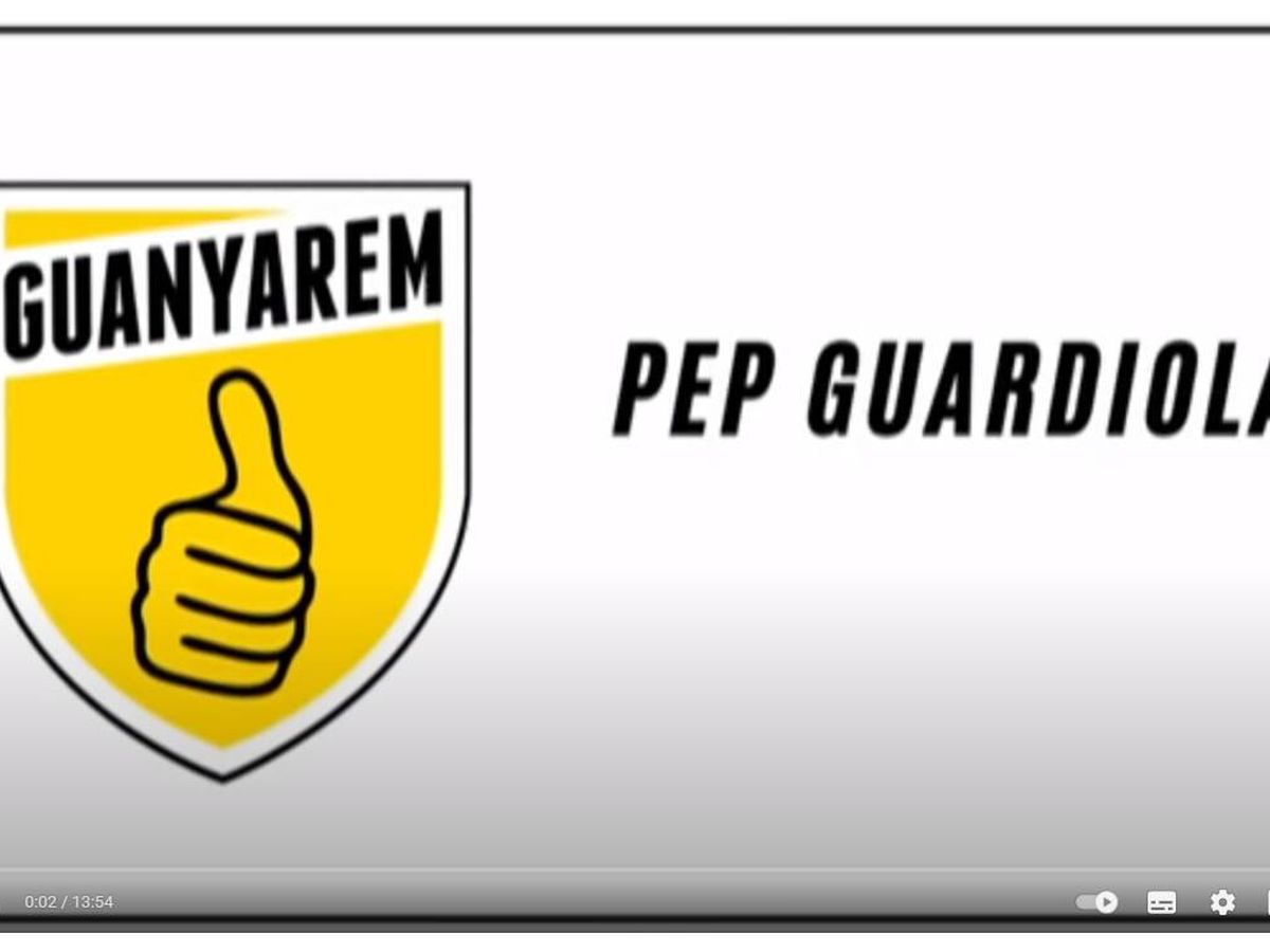 Foto: Captura del vídeo de apoyo de Pep Guardiola a la campaña 'Guanyarem'.