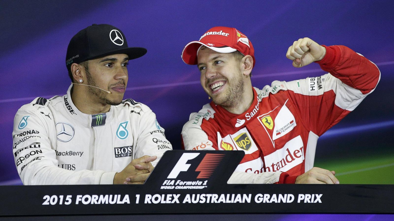 Foto: Hamilton y Vettel en la rueda de prensa posterior al GP de Australia (Reuters).