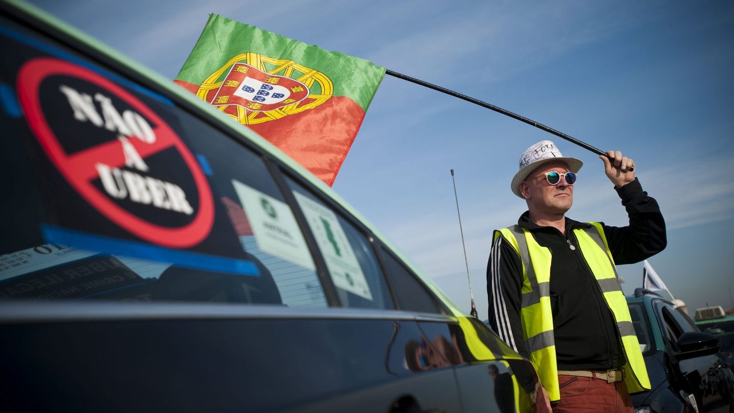 Protesta contra Uber en Portugal. (Foto: EFE)