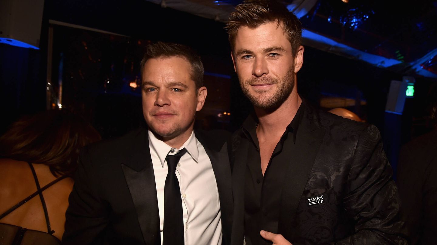 Matt Damon y Chris Hemsworth. (Getty) 
