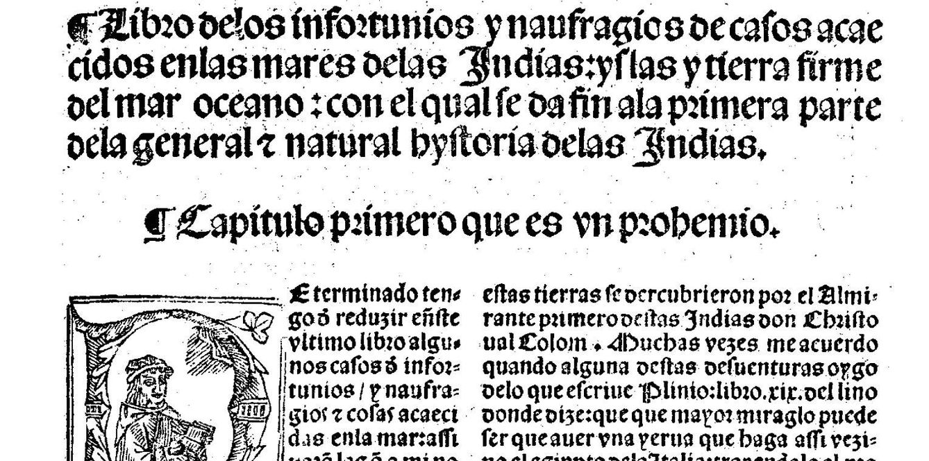 Libro de los 'Infortunios y Naufragios en los Mares del Sur', Gonzalo Fernández de Oviedo (BNE).