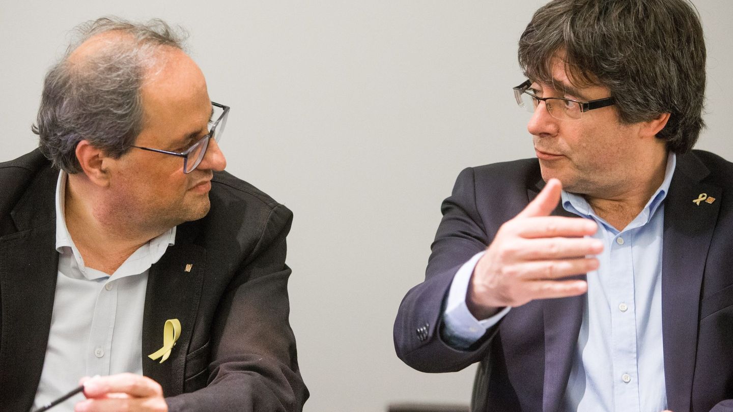 Quim Torra y Carles Puigdemont este miércoles en su reunión en Bélgica. (EFE)