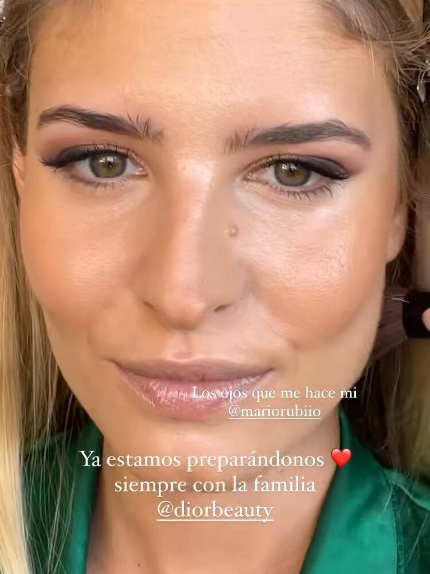 Detalle maquillaje de Teresa Andrés Gonzalvo en su fiesta de pedida. (Via stories @teresandresgonzalvo)