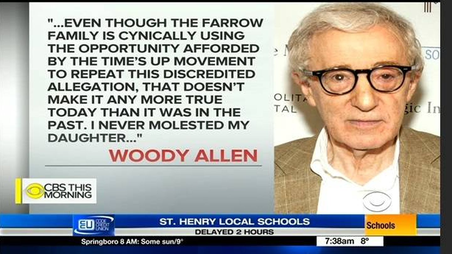 Parte del comunicado remitido por Woody Allen al programa. (CBS)