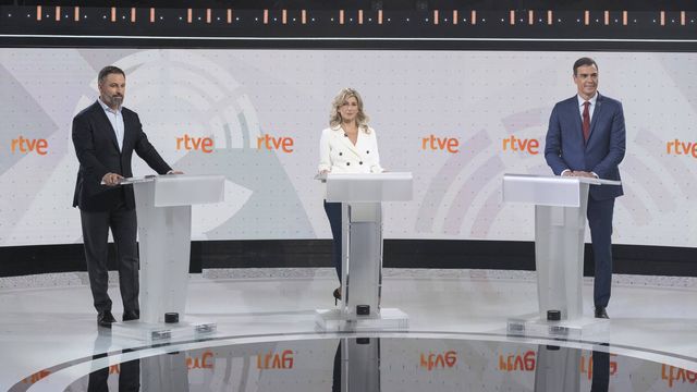 Santiago Abascal, Yolanda Díaz y Pedro Sánchez. (RTVE)