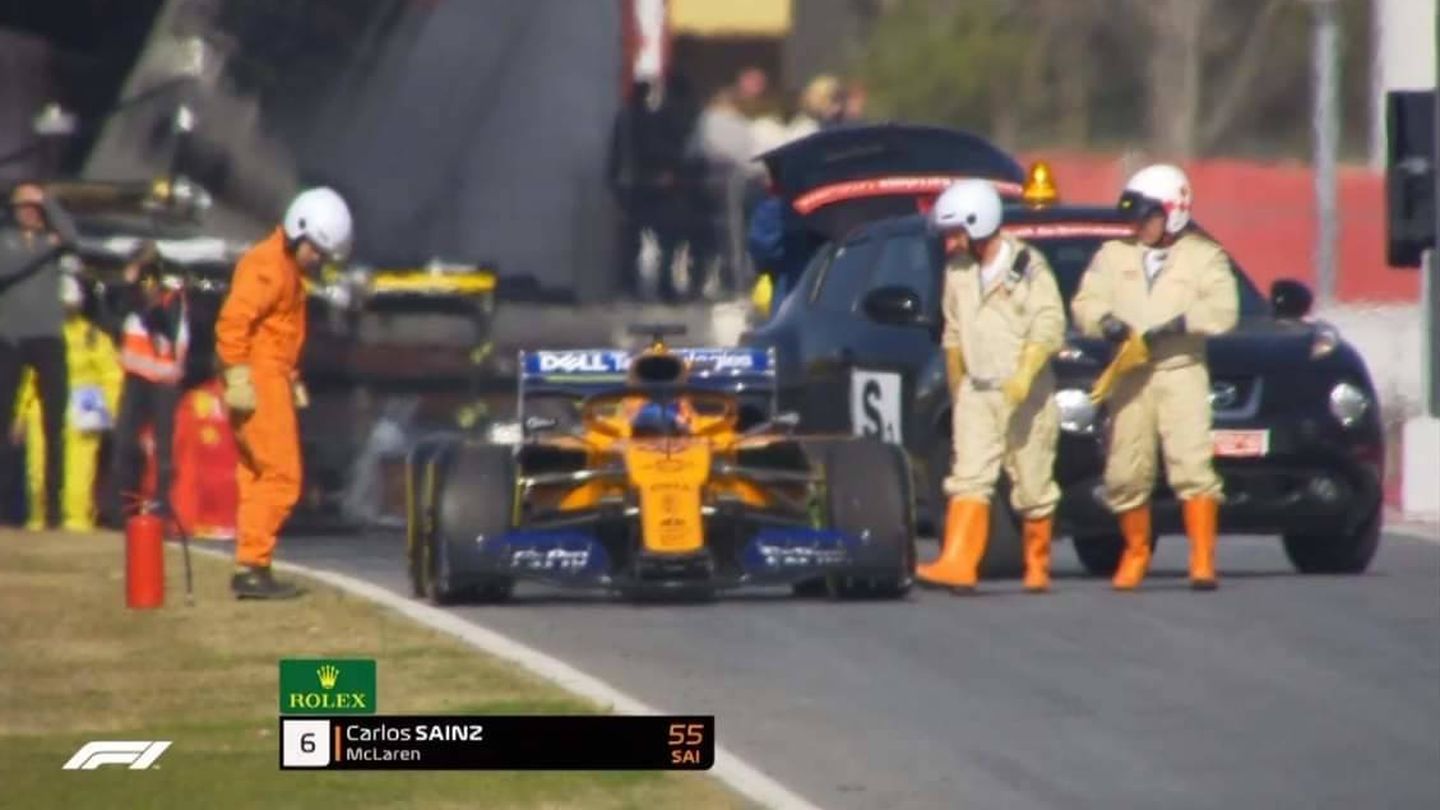 Así ha quedado el McLaren de Carlos Sainz.