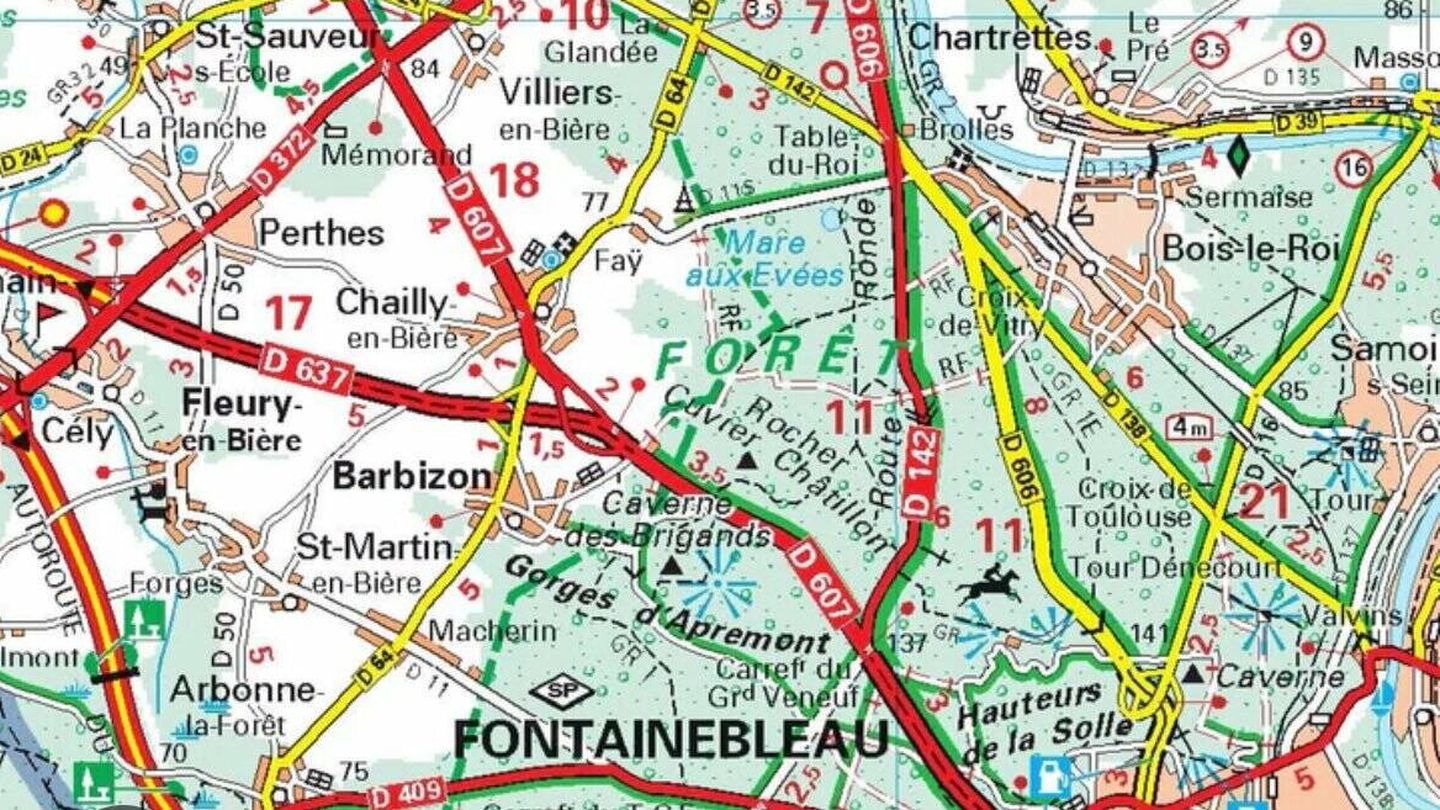 Mapa impreso de Michelin de Francia.