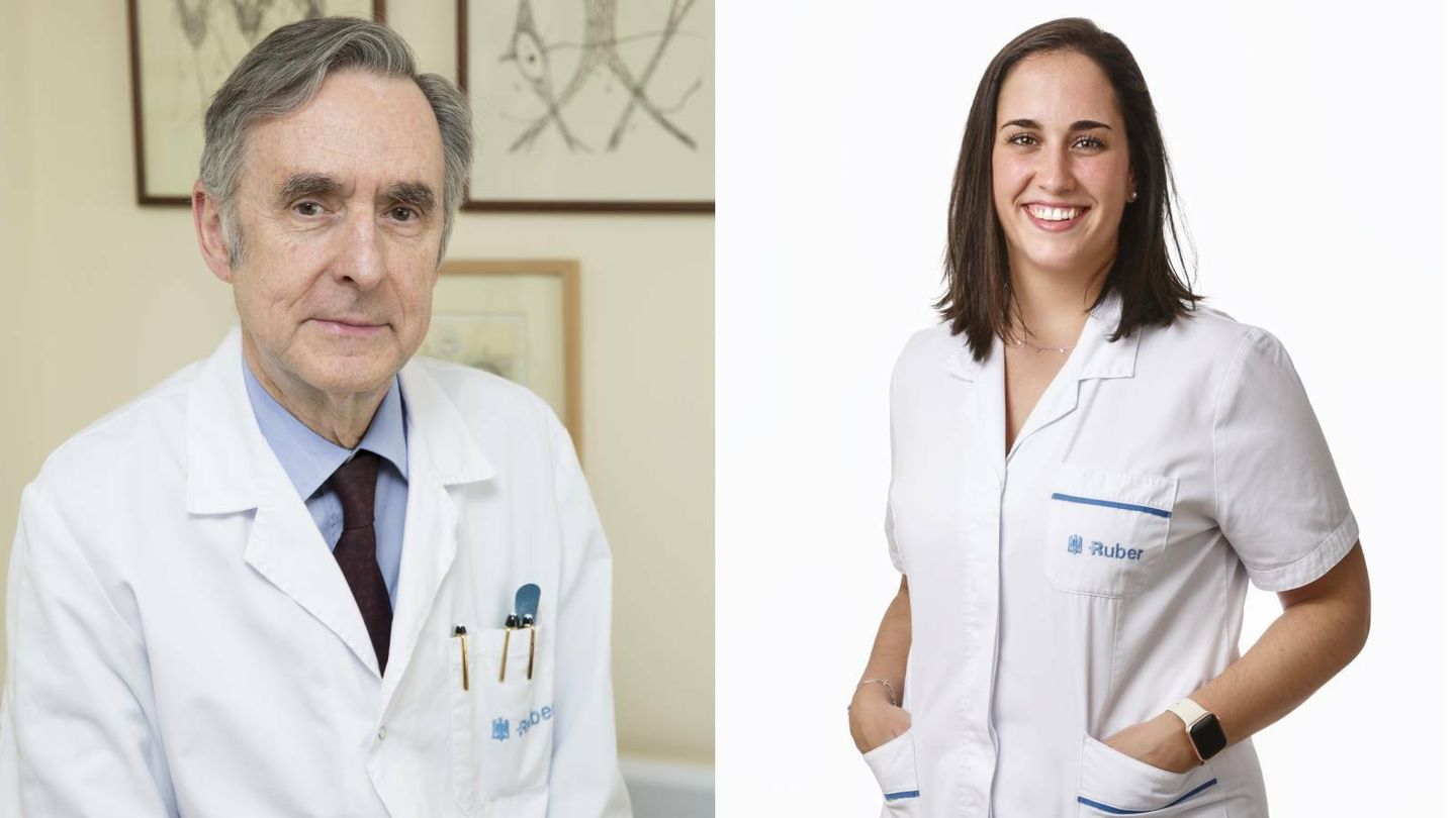 El doctor Oriol Franch y la fisioterapeuta Lucía Vacas. (Hospital Ruber Internacional)