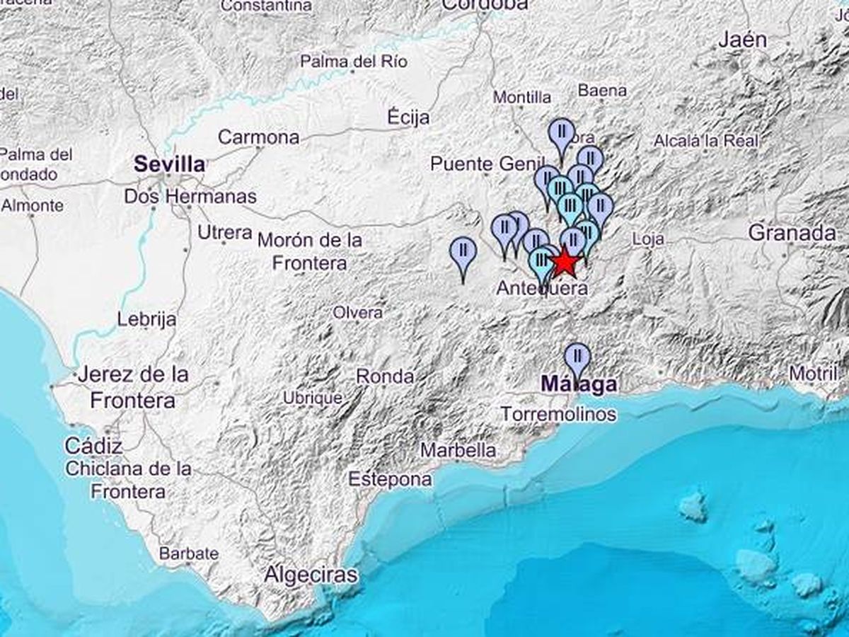 Foto: Esquema del terremoto y sus réplicas en la provincia de Málaga. (IGN)