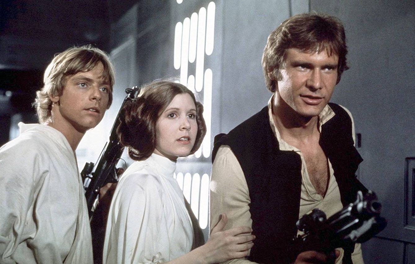 Mark Hamill, Carrie Fisher y Harrison Ford en 'La guerra de las galaxias'. (20th Century Fox)