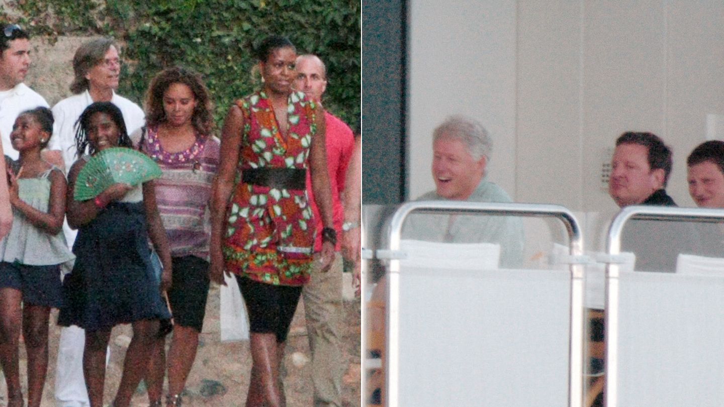 A la izquierda, Michelle Obama en Granada. A la derecha, Bill Clinton en Palma (Gtres)
