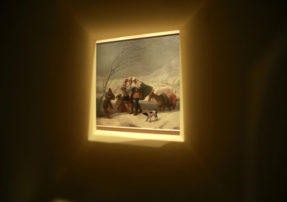 Foto: Visión de 'La nevada' en la exposición 'Goya en Madrid. Cartones para tapices 1775-1794", en el Museo del Prado. (EFE)