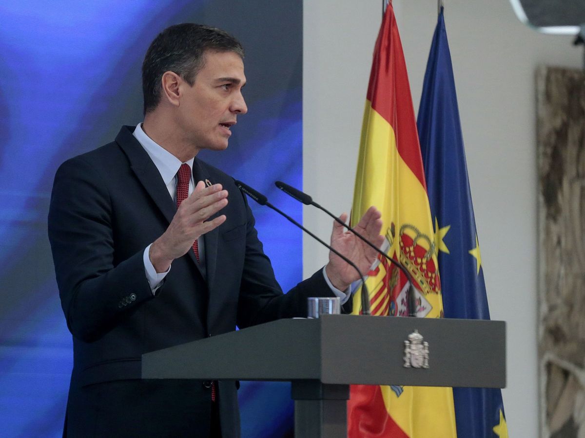 Foto: El presidente del Gobierno, Pedro Sánchez, durante la presentación de Plan de Recuperación Económica con los fondos de la UE. (EFE)