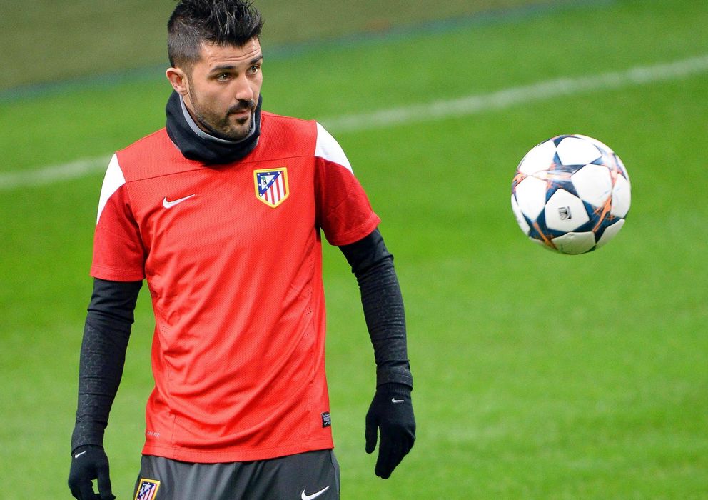 Foto: David Villa, en un entrenamiento con el Atlético de Madrid (Efe).