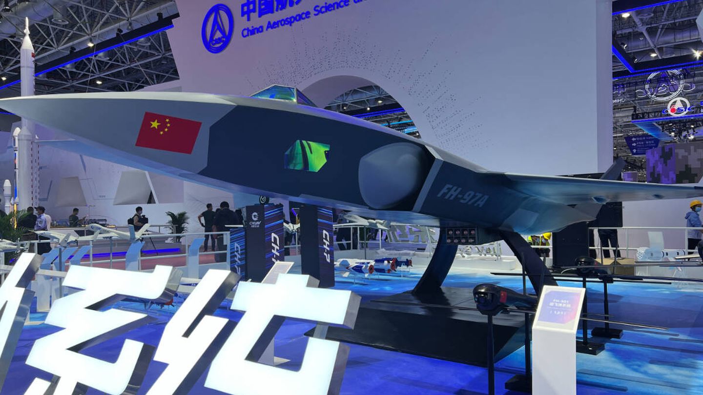 Dron 'punto fiel' Feihong FH-97A presentado en el Festival Aéreo de Zhuhai de 2022. (Global Times/Cao Siqi)