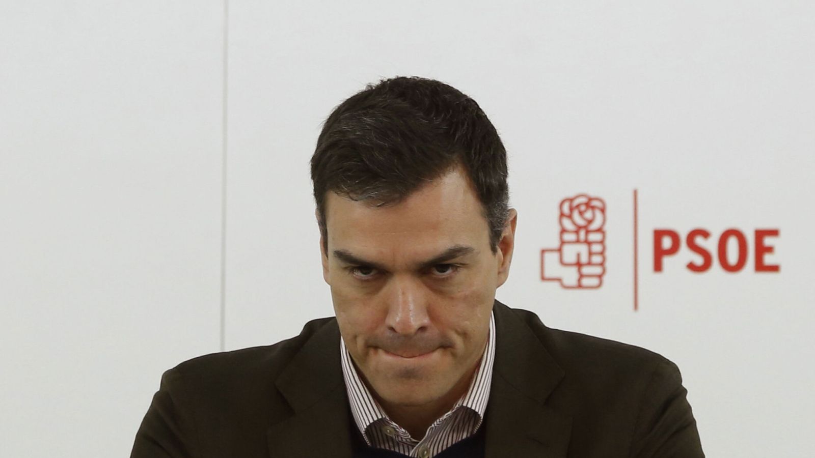 Foto: Pedro Sánchez, durante la reunión de su ejecutiva federal de este 18 de abril en Ferraz. (EFE)