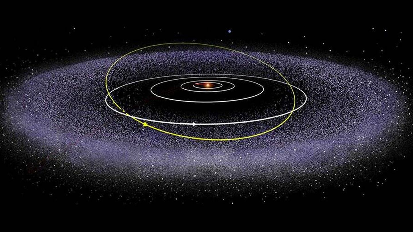 La nube de Oort rodeando al sistema solar. (NASA)