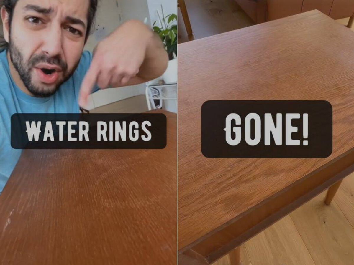 Foto: Cómo eliminar las marcas de agua que dejan los vasos en la madera (TikTok/@creative_explained)