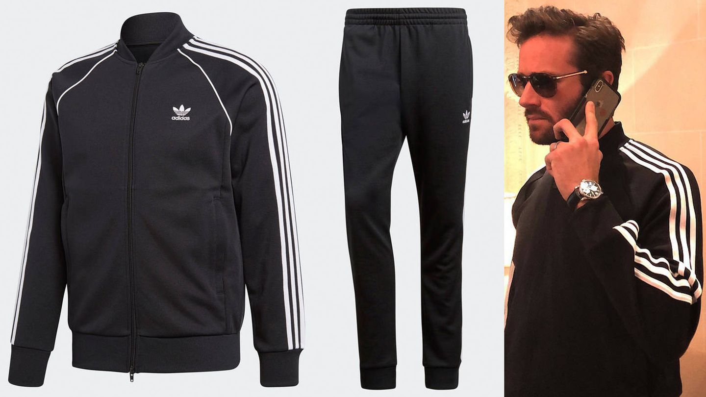 Armie Hammer, en una imagen de Instagram, vestido con el chándal de Adidas Originals (69,95 euros por prenda). 
