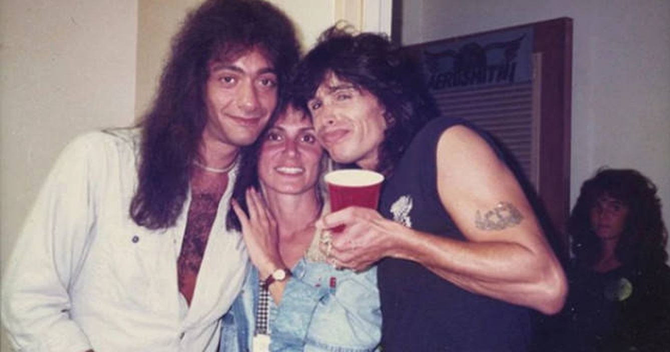Dorothy con Vito Bratta (White Lion) y Steve Tyler (Aerosmith) 