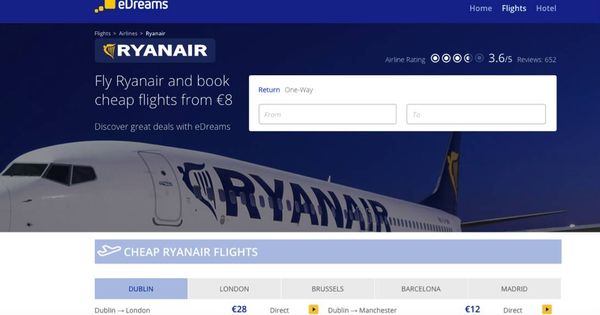 Foto: Billetes de Ryanair en Edreams. 