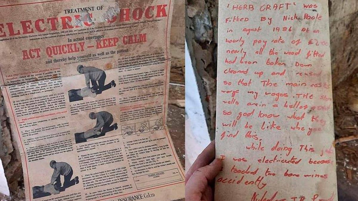 Un albañil hace obra en su tienda y halla una nota de hace 40 años del anterior constructor