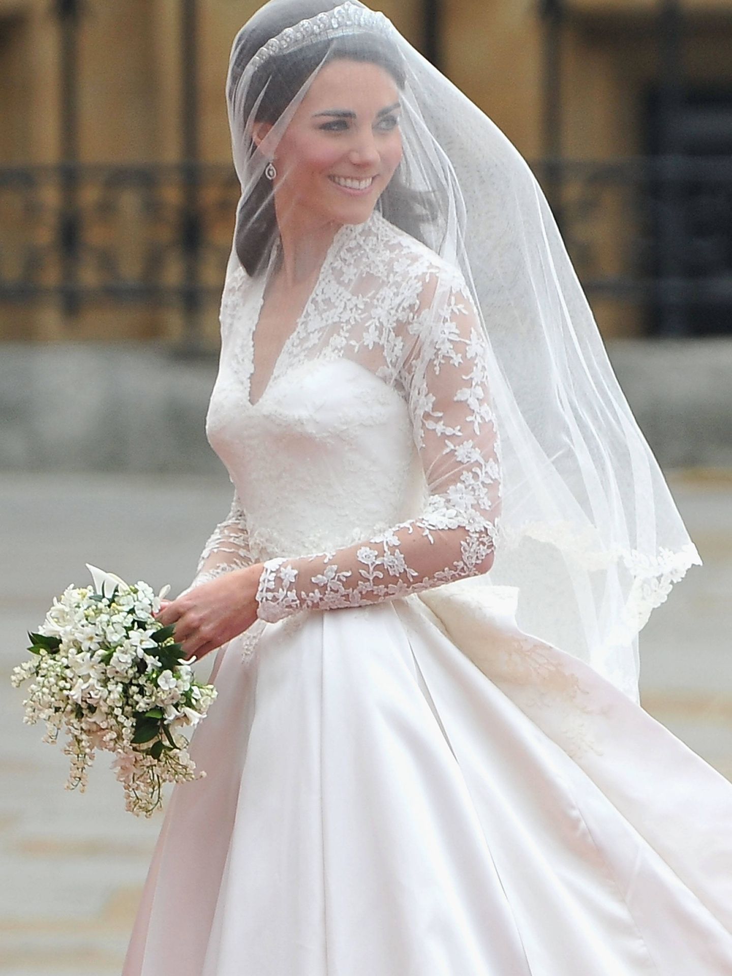 Kate Middleton durante el día de su boda. (Getty)