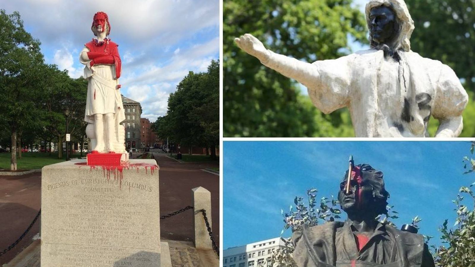 Foto: Varias estatuas de Colón han sido pintadas como protesta.