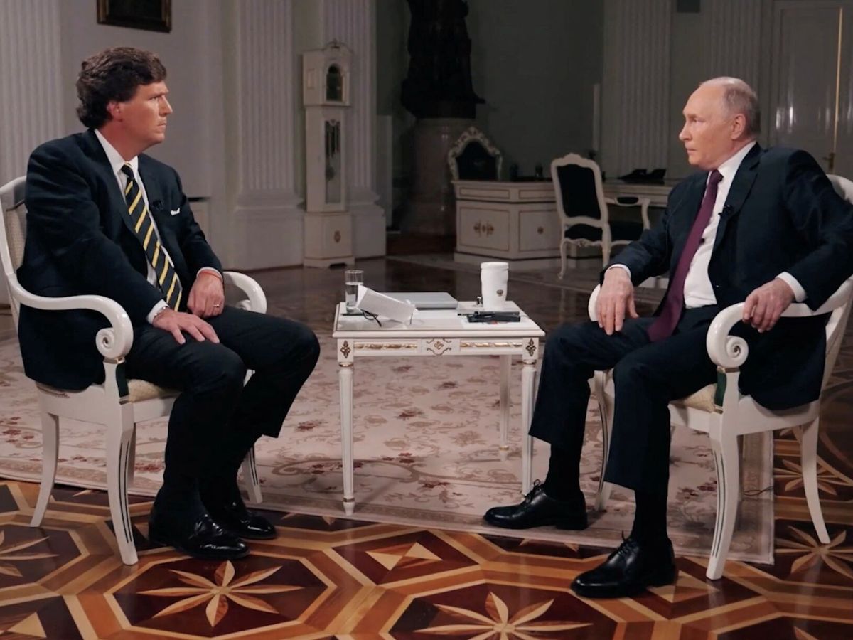 Foto: El presidente ruso, Vladímir Putin, en una entrevista con Tucker Carlson, en Moscú. (Reuters/Tucker Carlson Network)
