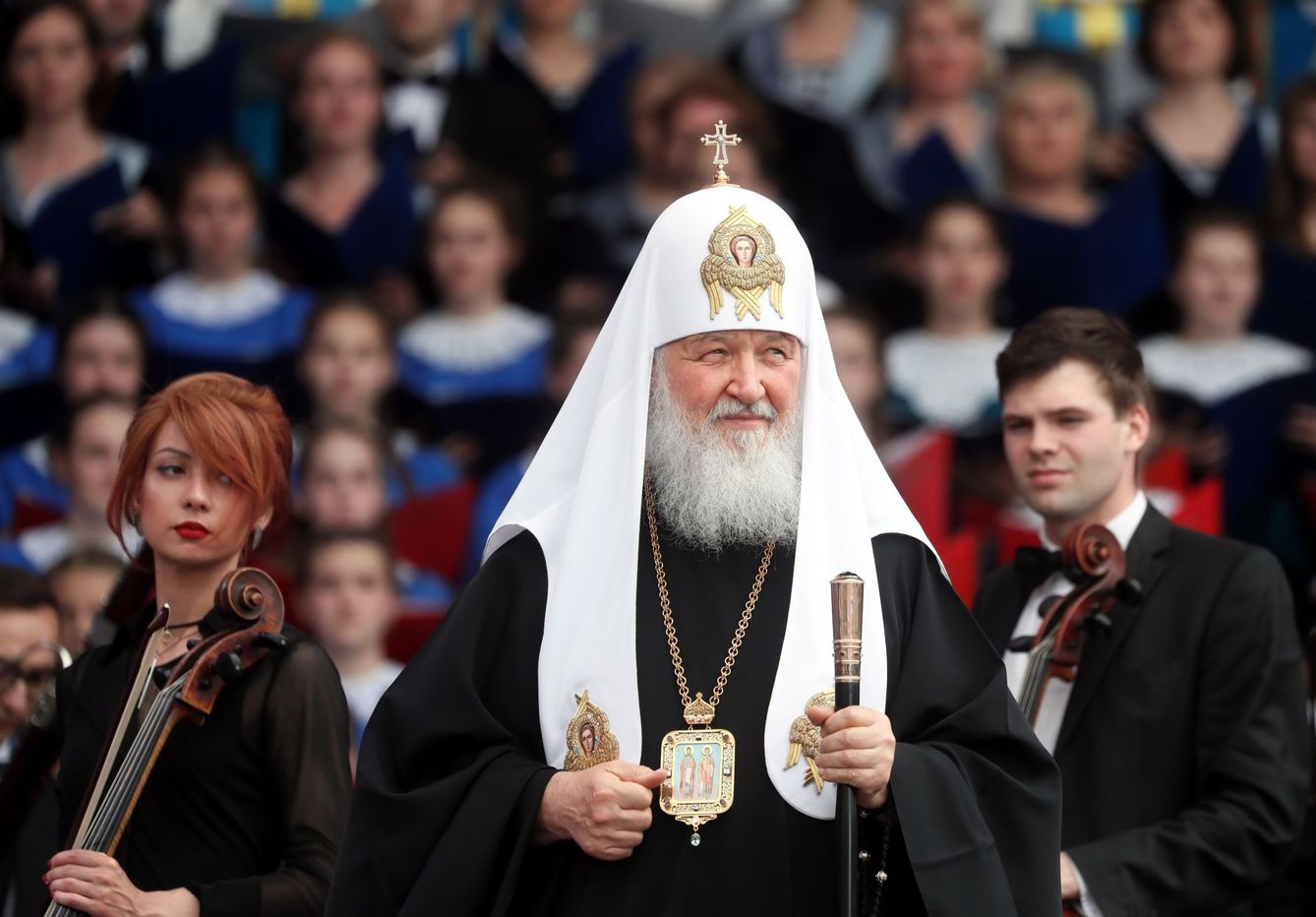 El patriarca Cirilo en la plaza Roja de Moscú en 2018. (EFE) 