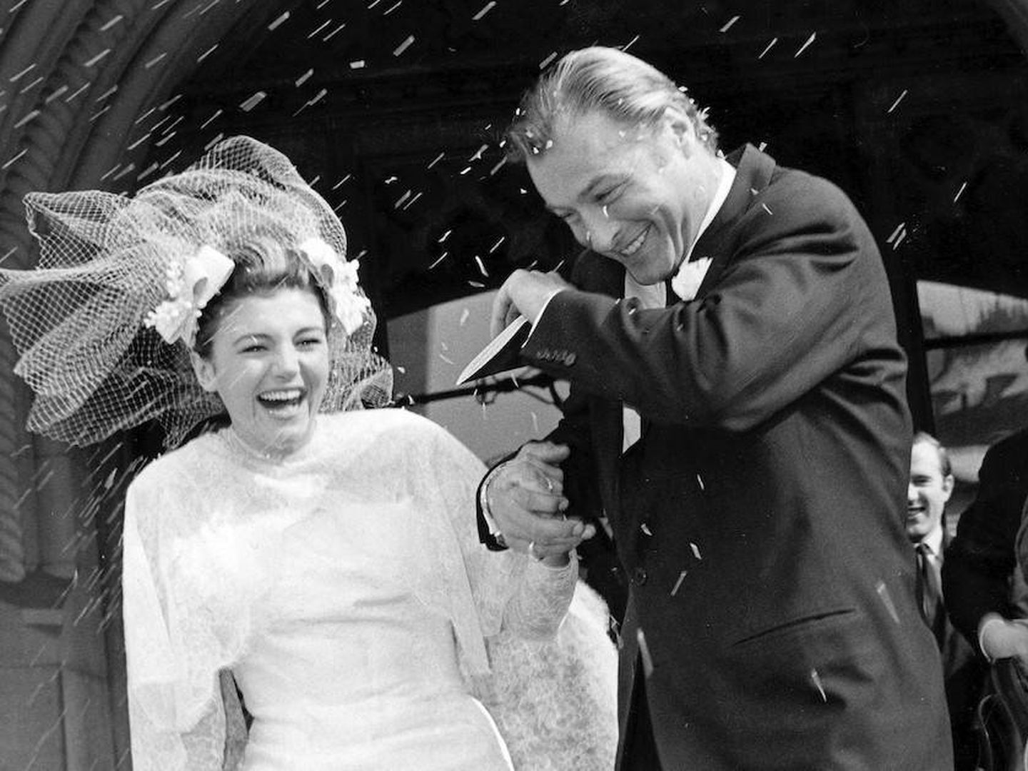 Carmen Cercera con Lex Barker, en su boda en 1961 celebrada en Ginebra. (Getty)