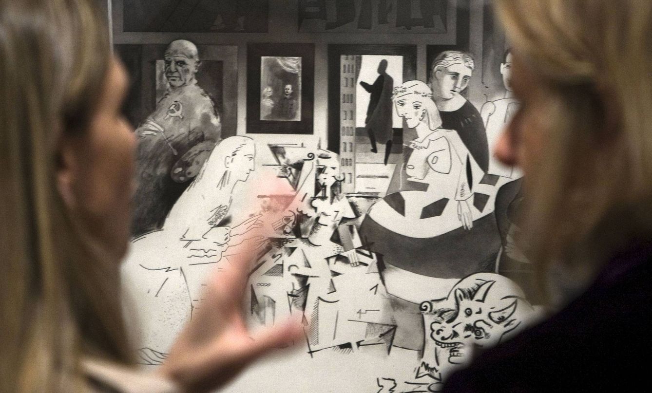 Exposición en el Museo del Prado sobre la serie de dibujos que el artista británico Richard Hamilton dedicó a 'Las Meninas' de Picasso en 1973. (EFE)