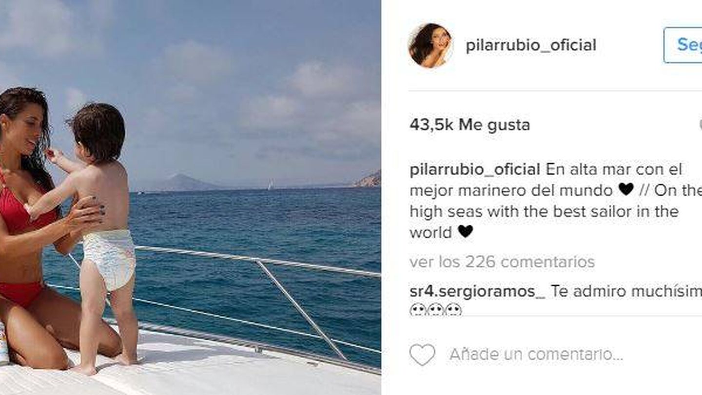 Foto de Instagram de Pilar Rubio con su hijo.