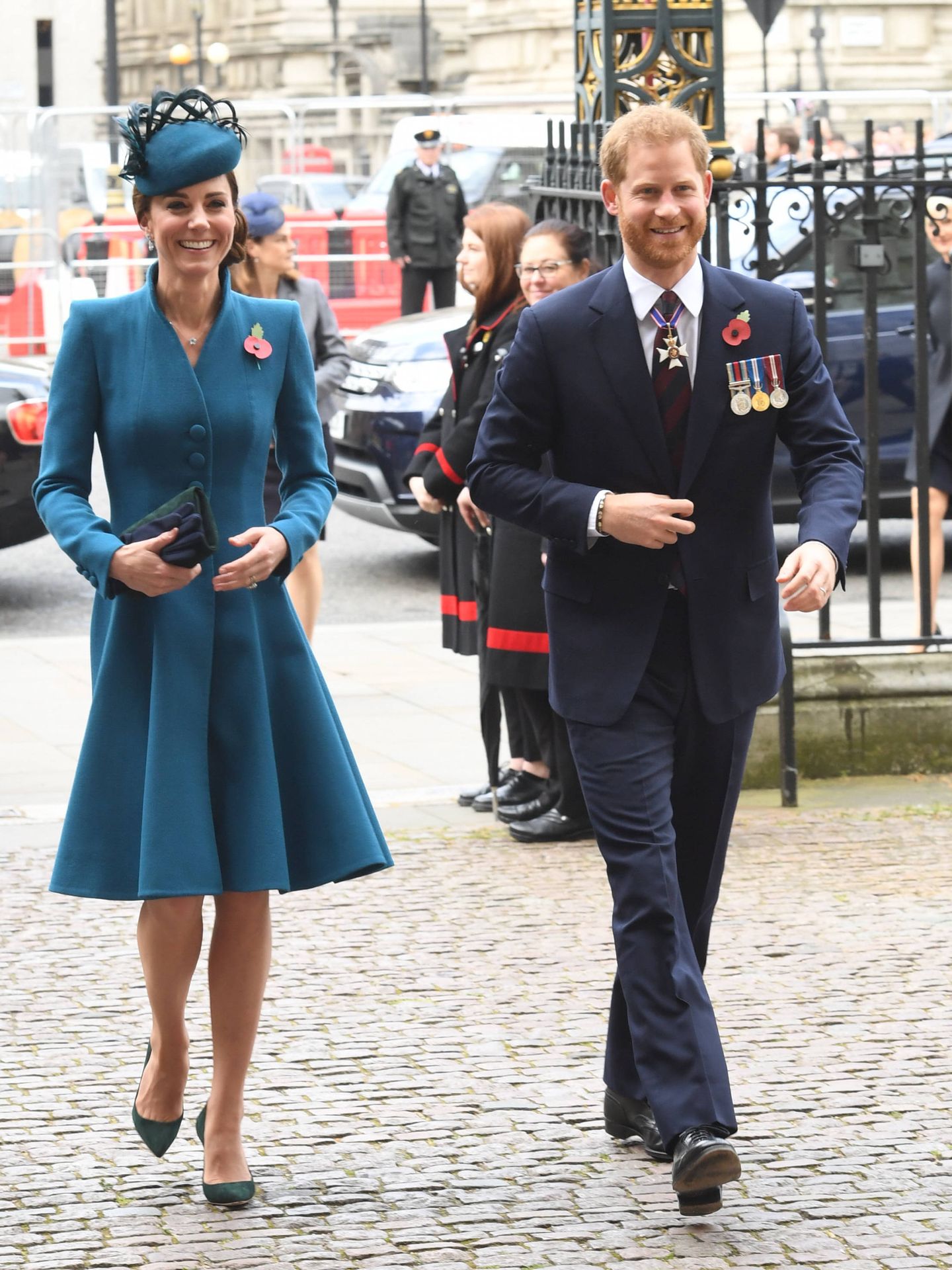 Kate Middleton y el príncipe Harry, en la abadía de Westminster. (Getty)