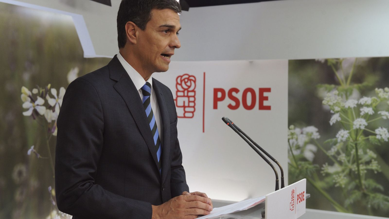 Foto: Pedro Sánchez, durante su comparecencia sin preguntas en Ferraz, este 27 de julio. (PSOE)