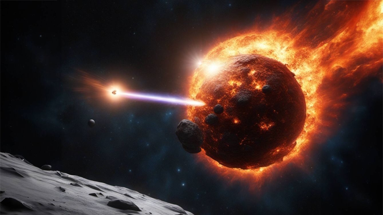 Foto: El origen de IM1 puede ser natural, provocado por la destrucción de un planeta de magma por una estrella enana. (SDXL/IA/Novaceno)