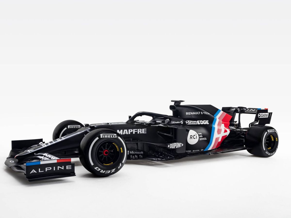 Foto: El nuevo A521 de Fernando Alonso en su decoración provisional, ya bajo el nombre de Alpine.