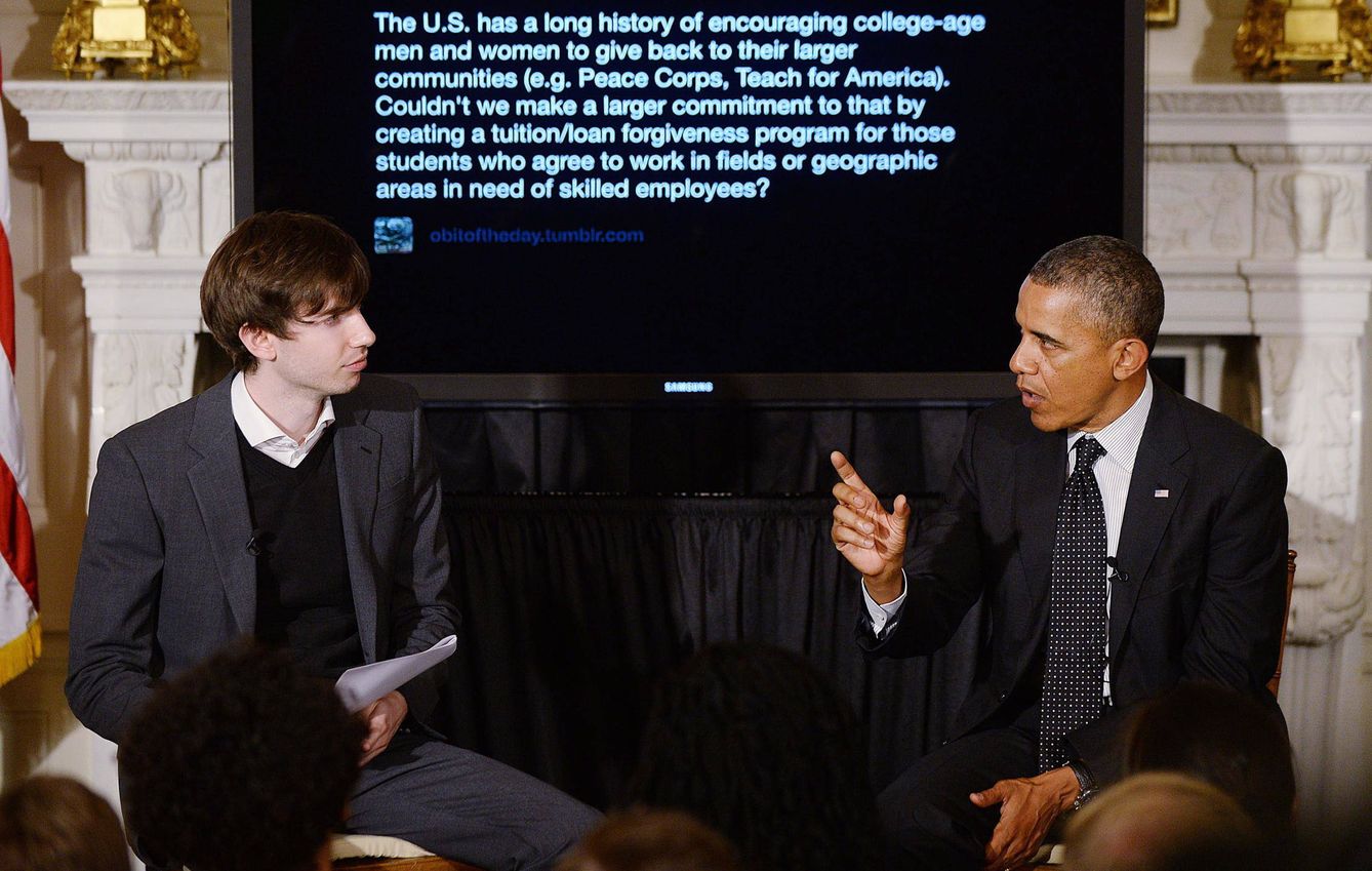 David Karp, junto al expresidente de Estados Unidos, Barack Obama.