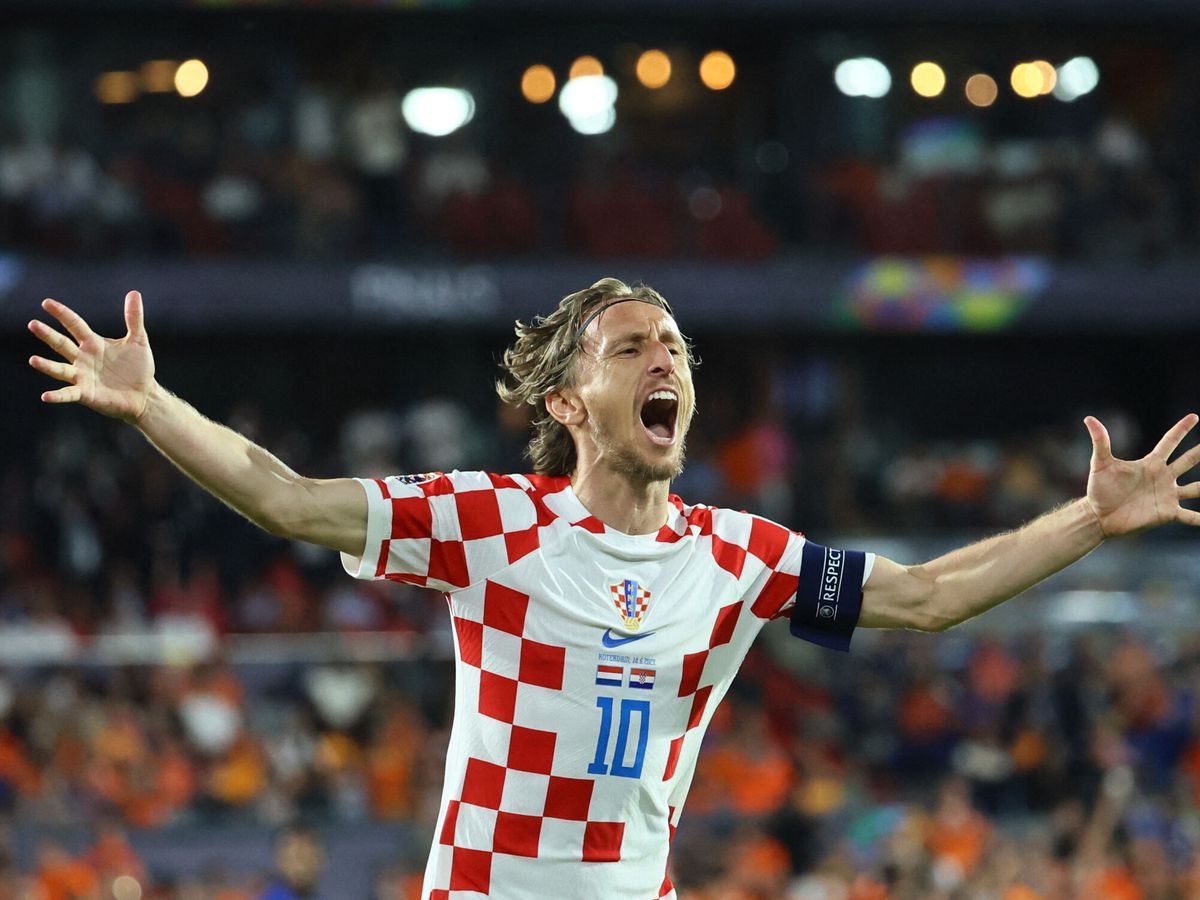 Foto: Modric celebra su gol ante Países Bajos. (Reuters/Wolfgang Rattay)