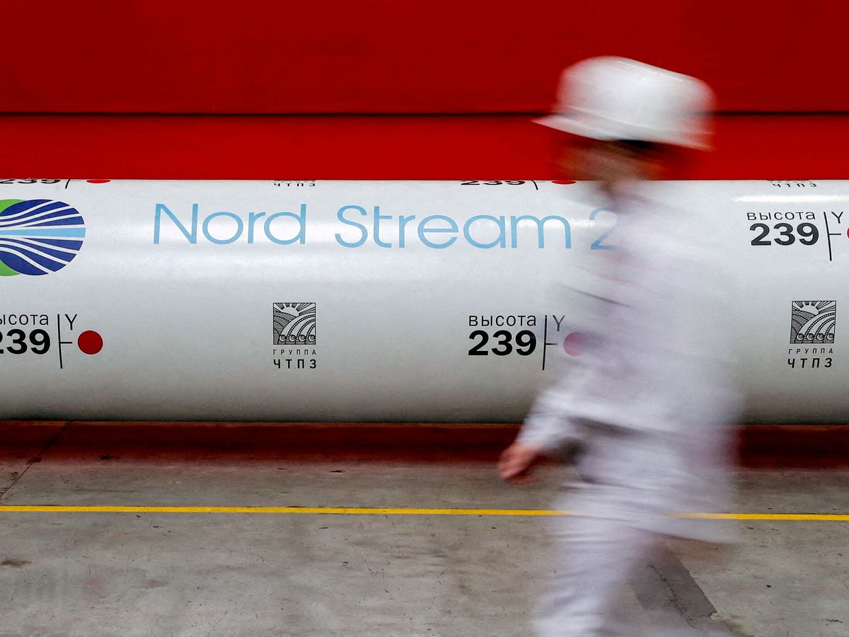 Foto: Logo del gasoducto Nord Stream 2. (Maxim Shemetov/Reuters)