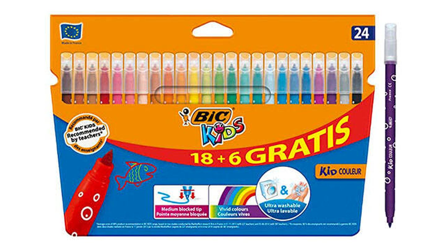 Material escolar: rotuladores Bic Kids de colores llamativos