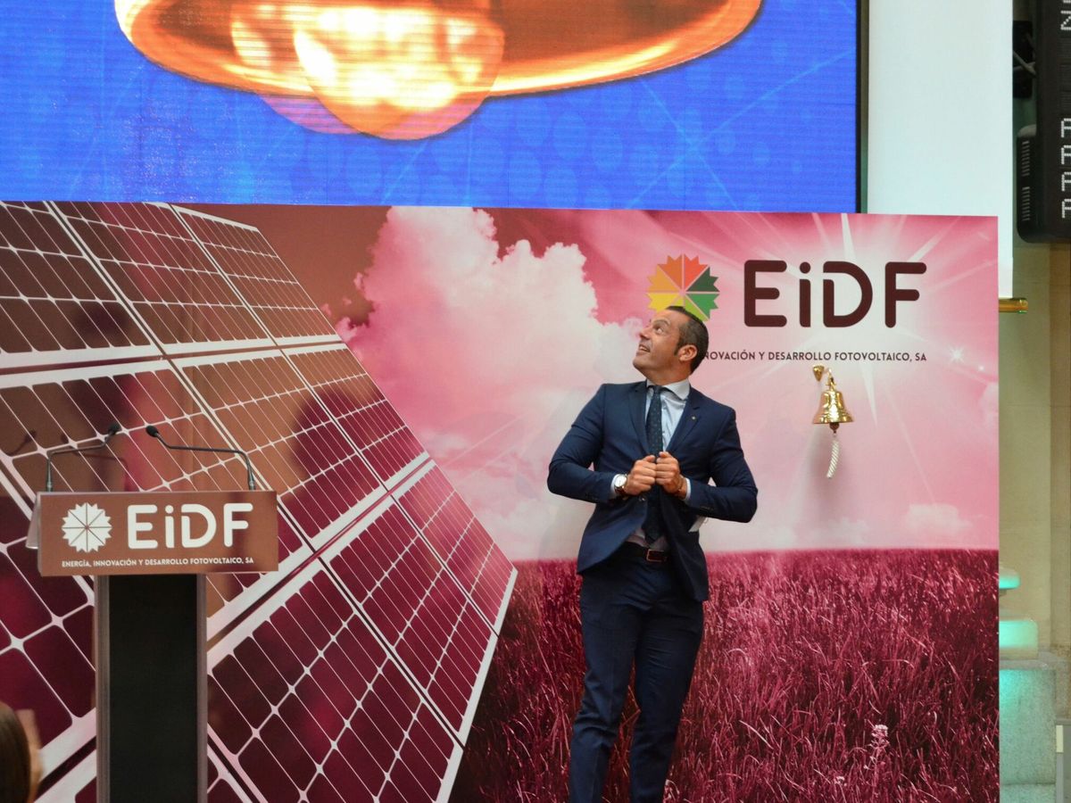 Foto: Fernando Romero, presidente de EiDF, durante el estreno de la compañía en el BME Growth. (EFE/Esther Egea)