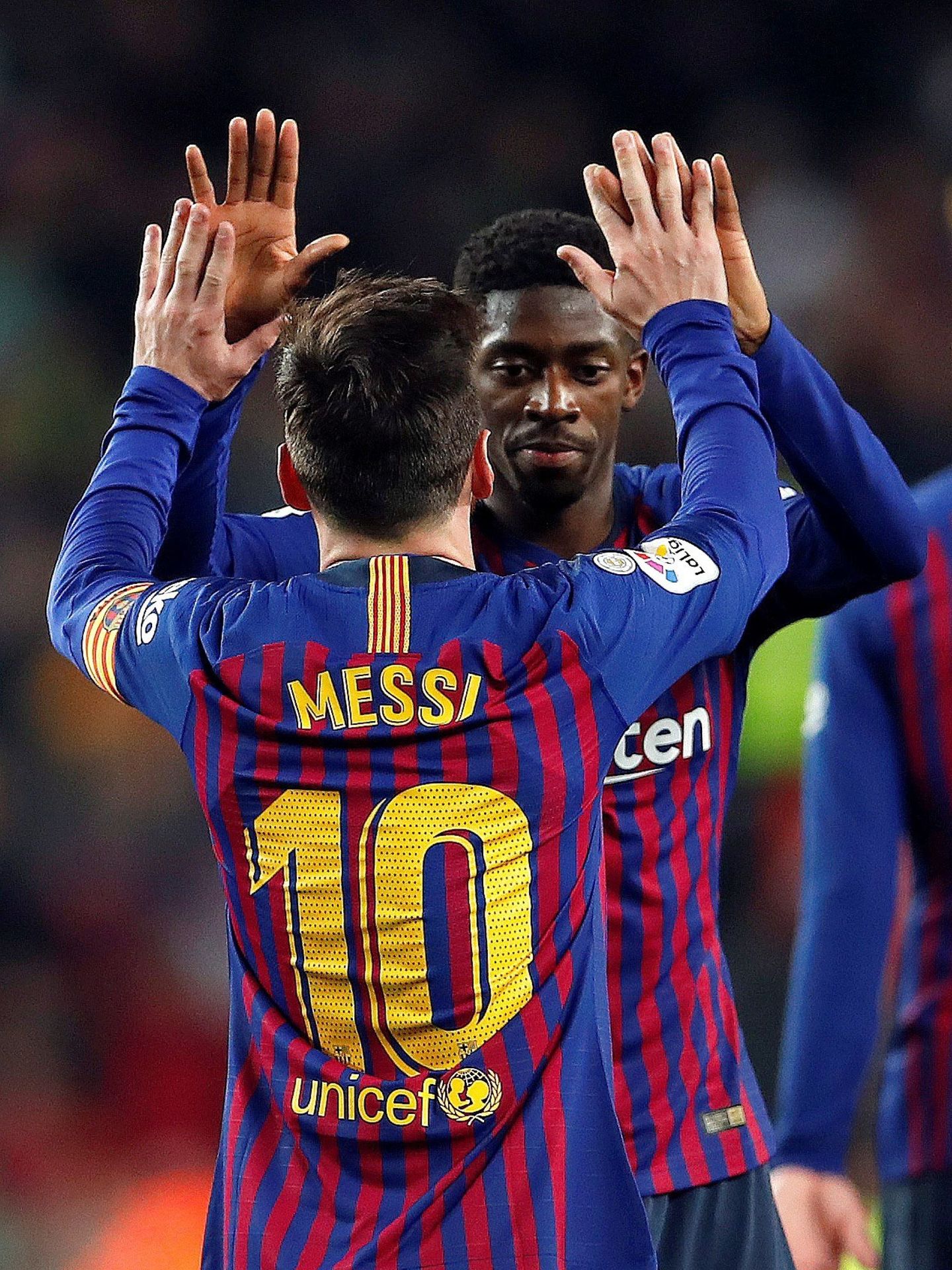 Messi y Dembélé fueron los goleadores del FC Barcelona ante el Celta de Vigo. (EFE)