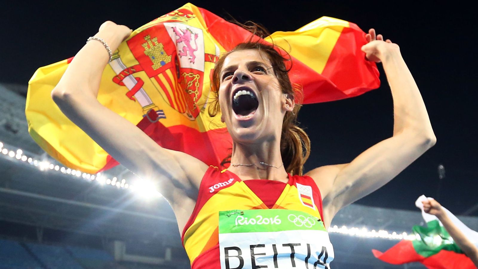 Foto: La española Ruth Beitia celebra su victoria en la final de salto de altura femenino. (EFE)