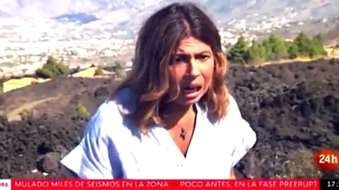 Susto en directo de una reportera de TVE con el volcán de La Palma