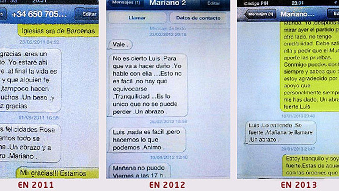Intercambio de SMS entre Rajoy y Bárcenas.