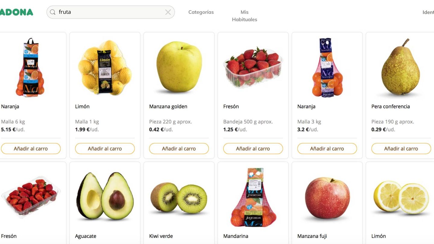 La fruta se selecciona por unidades. El precio es orientativo. No se conoce hasta la entrega.